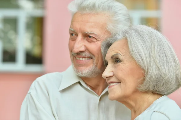 Beautiful elderly couple outdoor — Stock Photo, Image