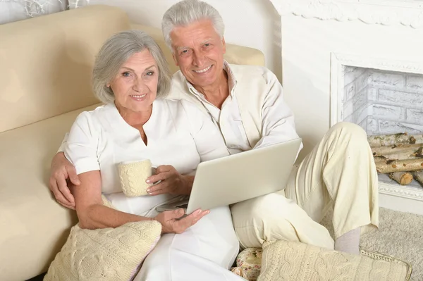 Mature couple with laptop — Stock Photo, Image