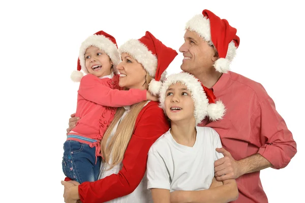 산타 모자에 아이 들과 가족 — 스톡 사진