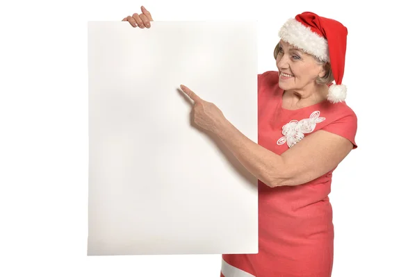 Старша жінка тримає білу порожню — стокове фото