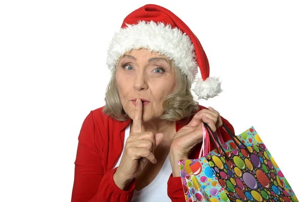 Senior woman with shopping bags — Stock Photo, Image