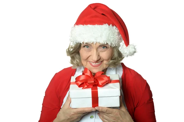 Senior woman  with  gift — Stock Photo, Image