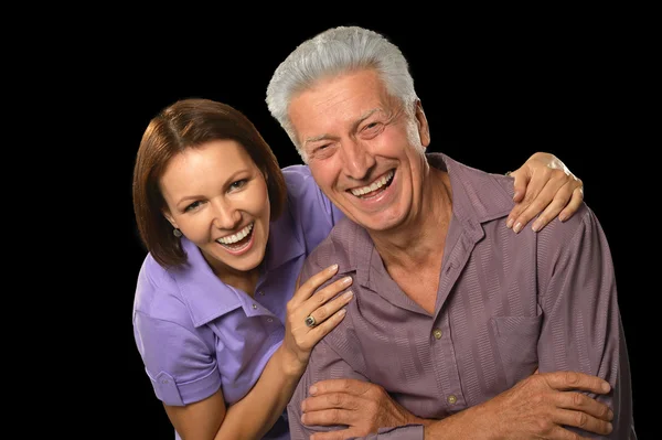 Feliz padre mayor con hija — Foto de Stock