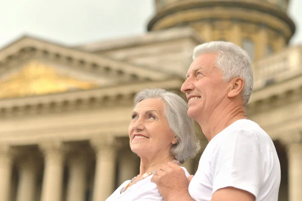 Beautiful elderly couple outdoor — Stock Photo, Image