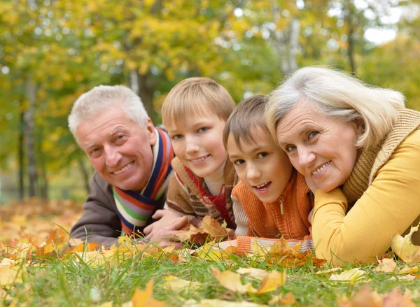 Grandparents with children in park — Stock Photo, Image