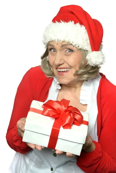 Senior woman  with  gift — Stock Photo, Image