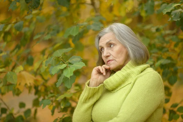 Starsza kobieta w jesiennym parku — Zdjęcie stockowe