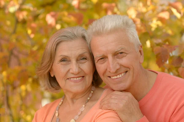 Senior couple at autumn park — ストック写真