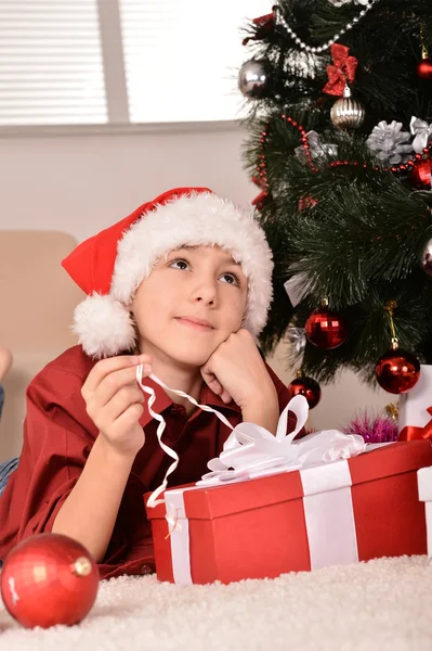 Happy kid celebrating christmas Stock Image