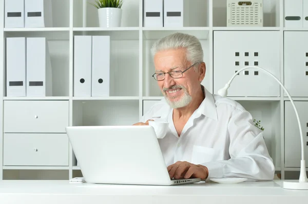 Mature businessman working with laptop — Stock Photo, Image