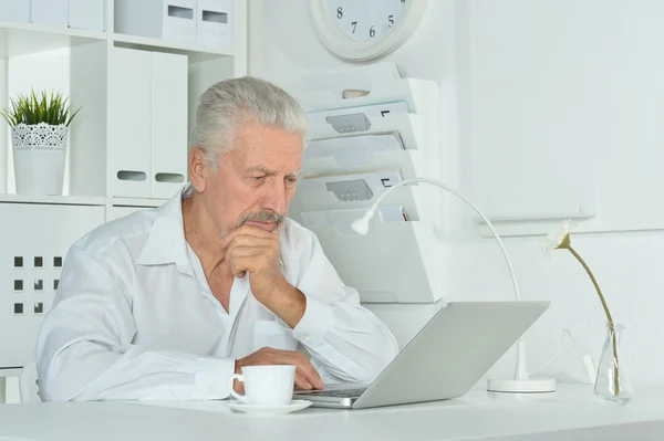 Mature businessman working with laptop — Stock Photo, Image