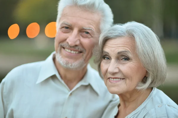 Beautiful elderly couple outdoor — Stock Photo, Image