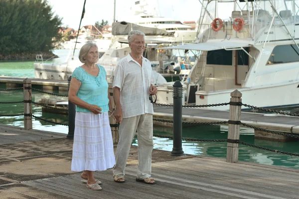 Senior couple on the pier — Stock Photo, Image