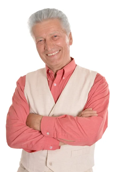 Happy senior man in shirt — Stock Photo, Image