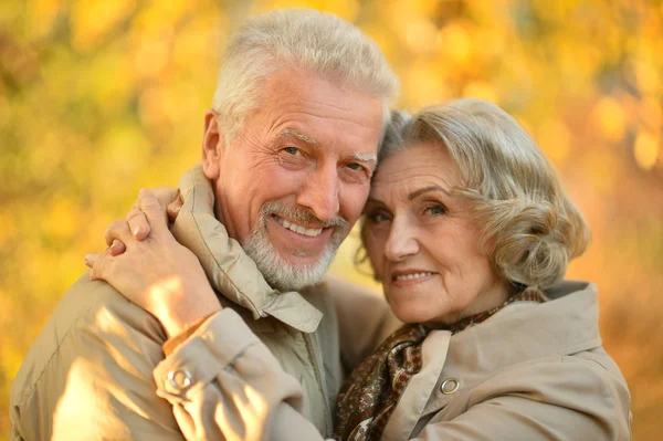 Senior couple in autumn park — Stock Photo, Image