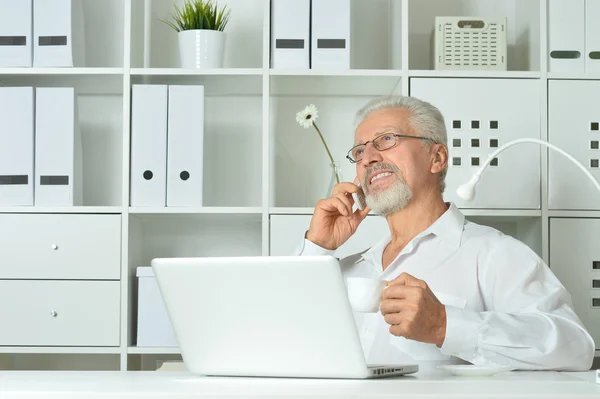 Mature businessman working with laptop — Stock Photo, Image