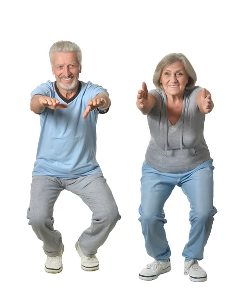 Portrait d'un couple de personnes âgées faisant de l'exercice — Photo