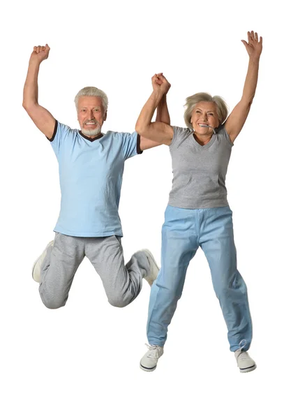 跳跃的年长夫妇 — 图库照片