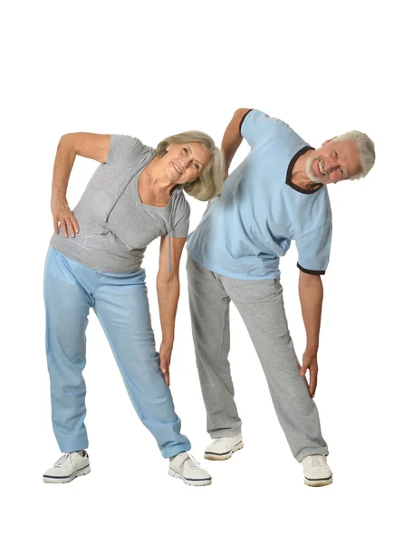 Portrait d'un couple de personnes âgées faisant de l'exercice — Photo