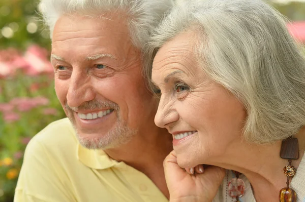 Seniorenpaar im Sommerpark — Stockfoto