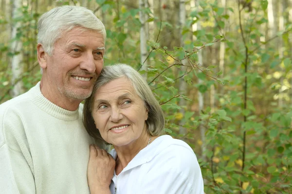 Bejaarde echtpaar in bos — Stockfoto