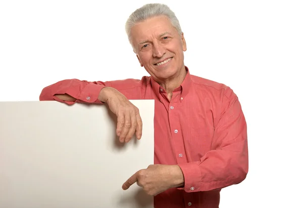 Senior man with blank — Stock Photo, Image