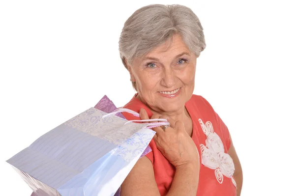 Frau mit Einkaufstüten — Stockfoto