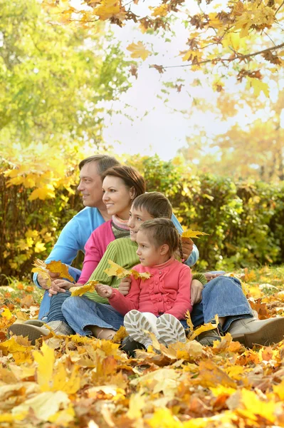 Aile rahatlatıcı sonbahar Park — Stok fotoğraf