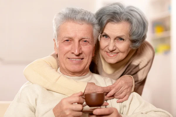 Äldre personer med te — Stockfoto