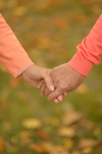 Ouderen paar hand in hand — Stockfoto