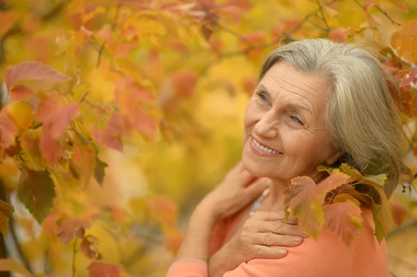 Mujer mayor en el parque de otoño —  Fotos de Stock