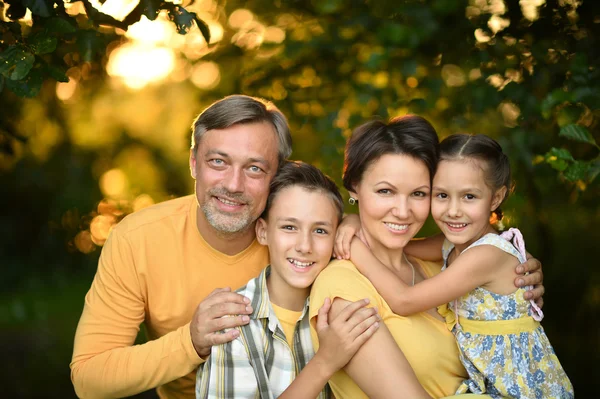 Familjen vilar i sommarparken — Stockfoto