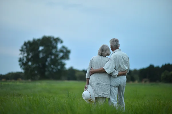 Senior koppel in zomer veld — Zdjęcie stockowe