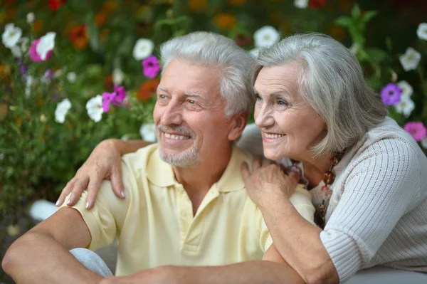Seniorenpaar im Sommerpark — Stockfoto