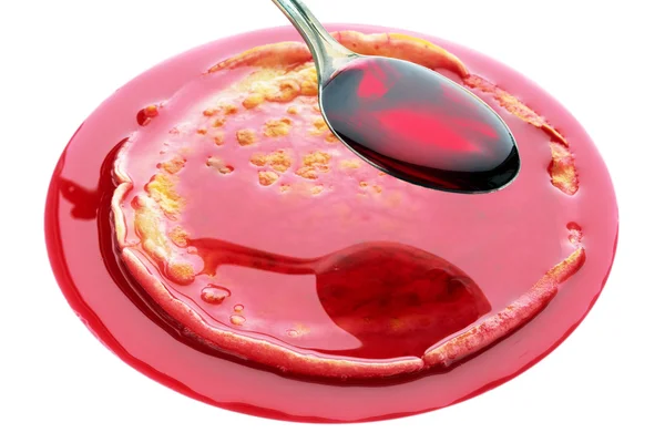 Pannenkoek met cherry stroop Stockafbeelding