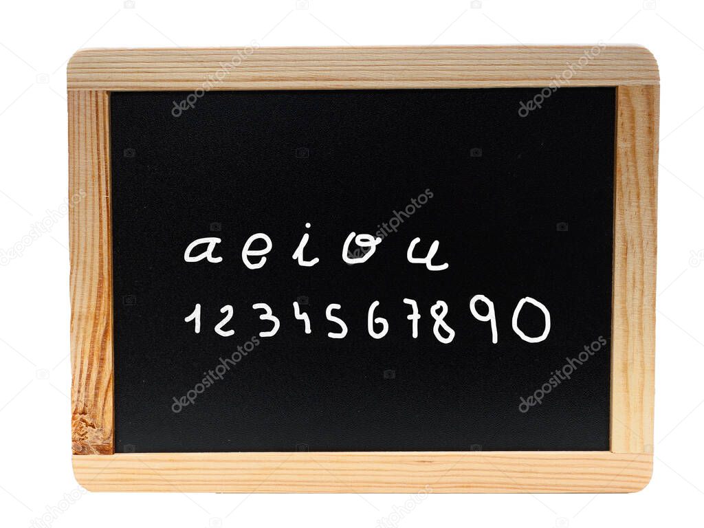 Vowels and numbers retro image