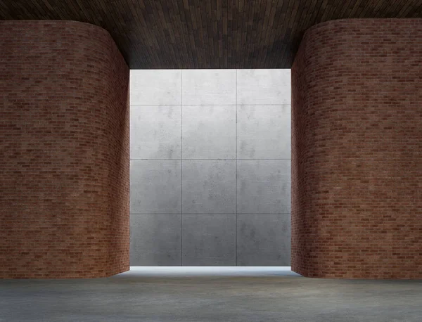 Modern Loft Space Interior Render Corner Brick Wall Blank Background — Stock Photo, Image