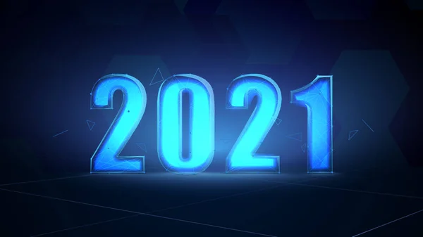 概要2021年の未来型デジタル技術テンプレート ベクターイラスト — ストックベクタ