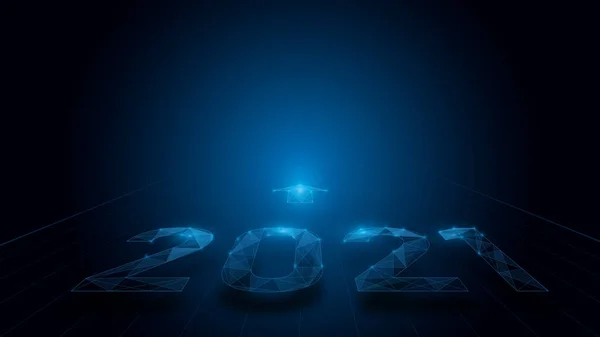 New Year 2021 Text Neon Light Triangles Technology Tech Futuristic — 图库矢量图片