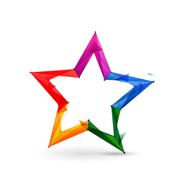Colorful Star icon. Low poly model design. 3d Vector illustration
