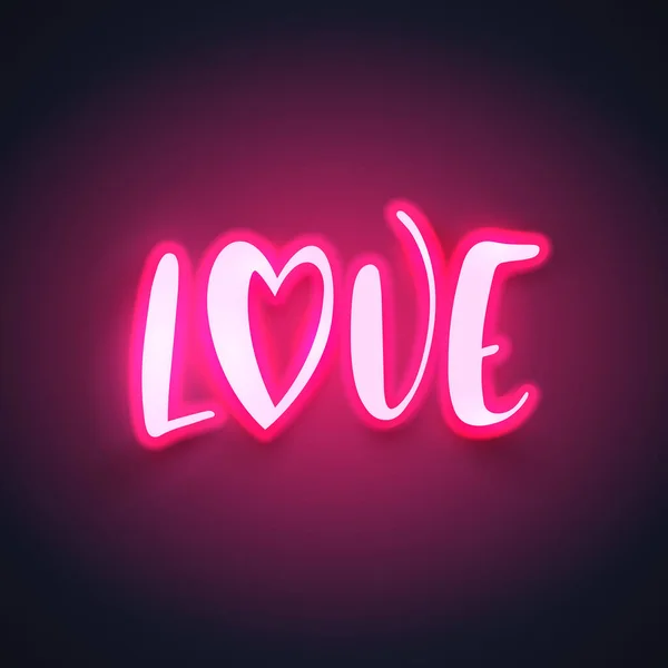 Moderne Neon Kalligrafie Voor Valentijnsdag Vectorillustratie — Stockvector