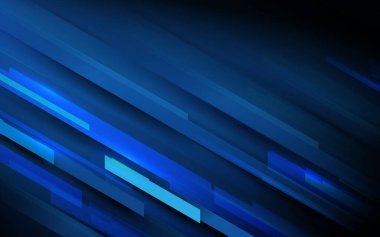 Koyu mavi zemin üzerinde soyut yüksek hızlı hareket geometrik şekil ve yüksek teknolojili fütüristik dijital kavram. Vektör illüstrasyonu