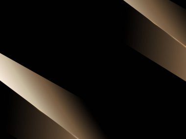 Soyut minimum lüks, siyah arkaplanda basit altın geometrik şekil