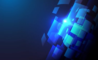 Teknoloji dijital yüksek teknoloji konsepti. Mavi soyut arka plan. Dijital büyük veri teknolojisi. Vektör illüstrasyonu