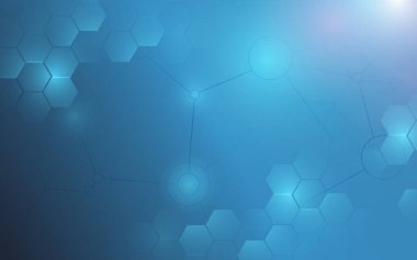 Soyut mavi geometrik altıgen arka plan. Teknoloji dijital yüksek teknoloji kavramı. Vektör illüstrasyonu