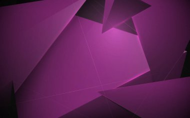 3D soyut pembe düşük polyester şekilli uçan arka plan. Fütürist teknoloji dijital yüksek teknoloji geçmişi. Vektör illüstrasyonu