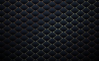 Siyah elmas desenli lüks arka planı olan soyut altın sınırı. 3d vektör illüstrasyonu