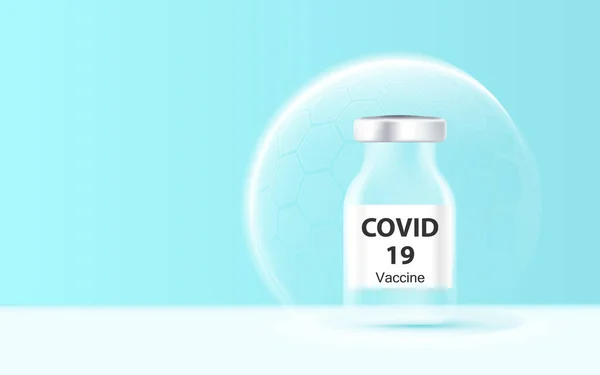 Covid Koronavirüs Aşısı Covid Koronavirüsünden Korumak Için Bir Aşı Şişesi — Stok Vektör