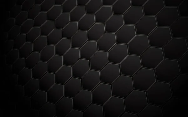 Abstrait Hexagone Noir Fond Perspective Géométrique Ligne Illustration Vectorielle — Image vectorielle