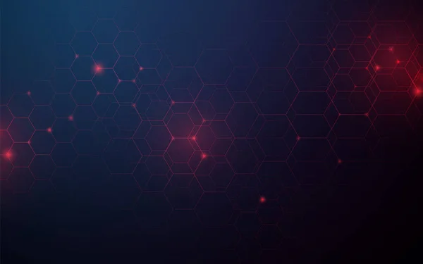 Abstract Red Lines Hexagon Geometric Design Background Futuristic Technology Concept — Vector de stock